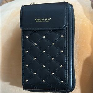 Montana West Black Quilted Wallet with Gold Accents